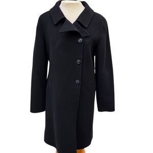 Bloomingdale's Long Black Wool/Cashmere Jacket Size-10